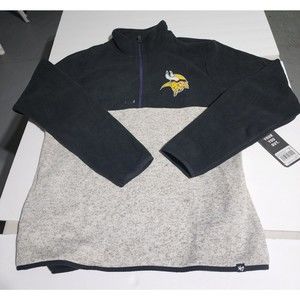 New Minnesota Vikings 47 Brand NFL Kodiak 1/4 ZIP Pullover Fleece Jacket Size M